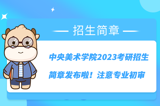 中央美术学院2023考研招生简章发布啦!注意专业初审