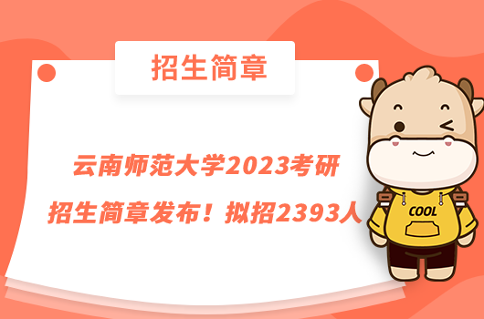 云南师范大学2023考研招生简章发布！拟招2393人
