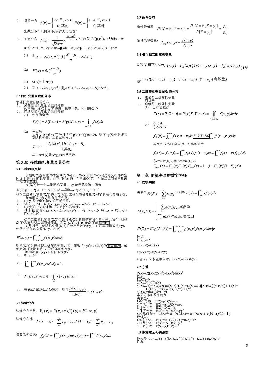 2023年考研数学冲刺知识点精编汇总8