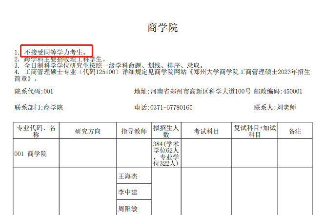 郑州大学商学院大专同等学力